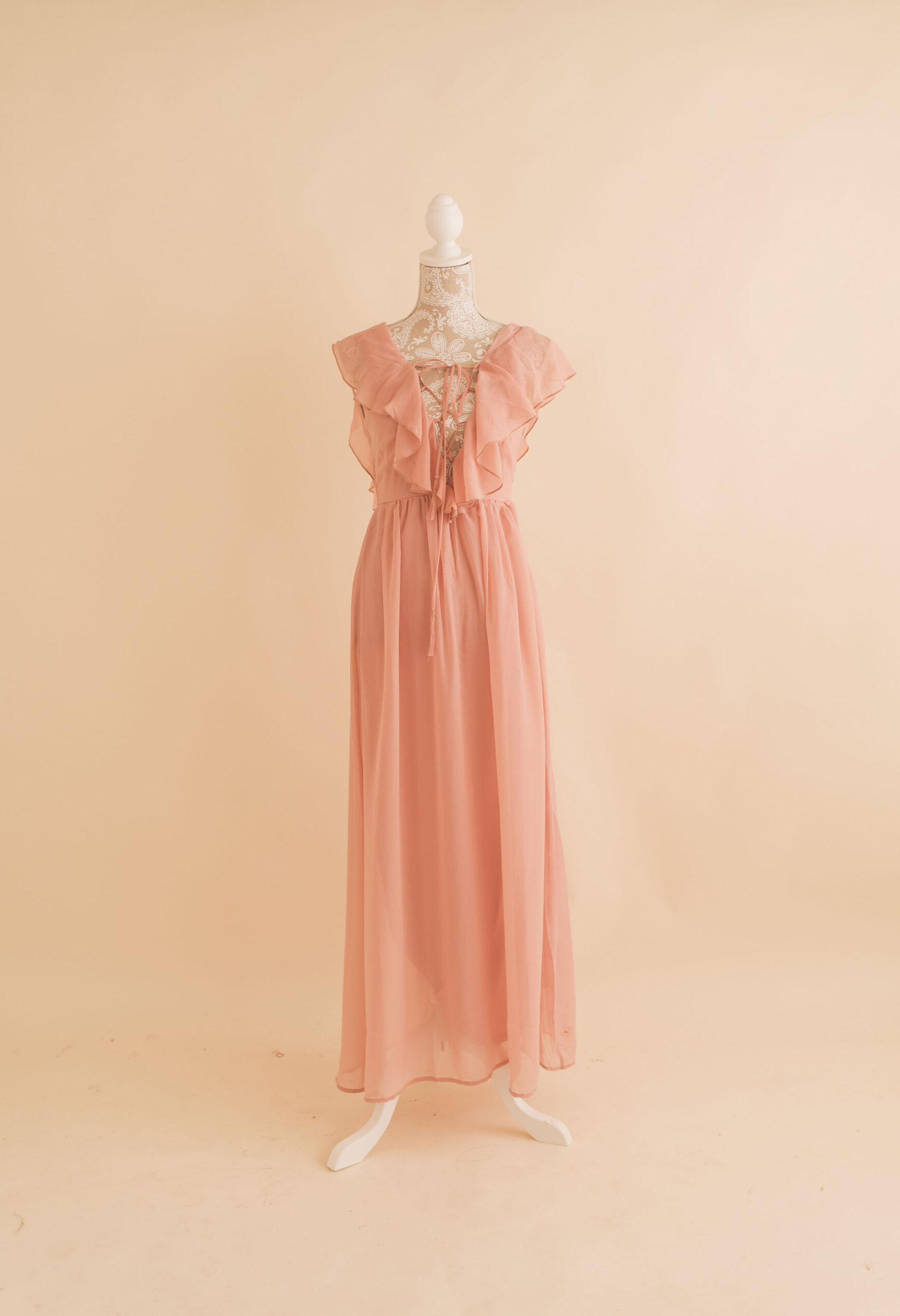 pink maxi dress available in studio wardrobe