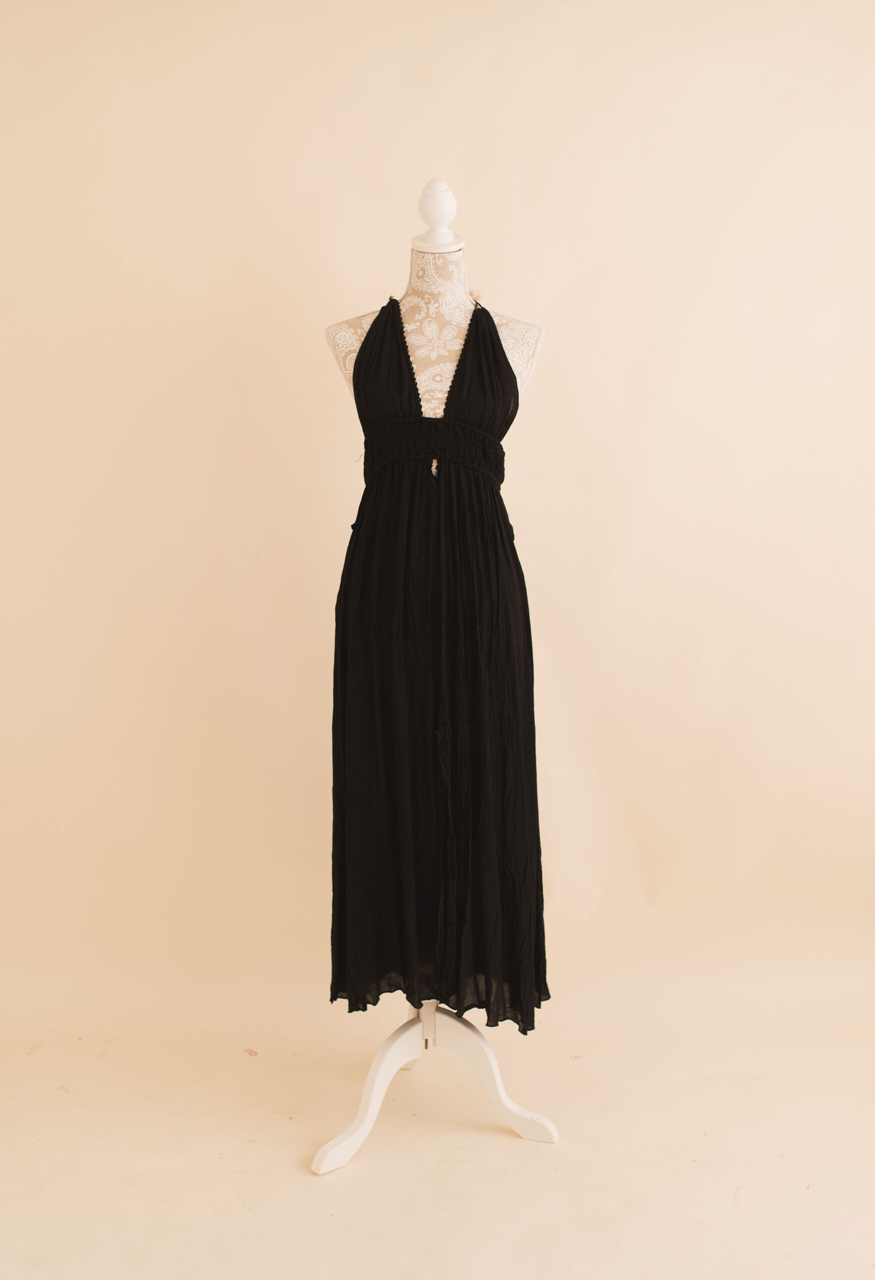 black maxi dress available in studio wardrobe