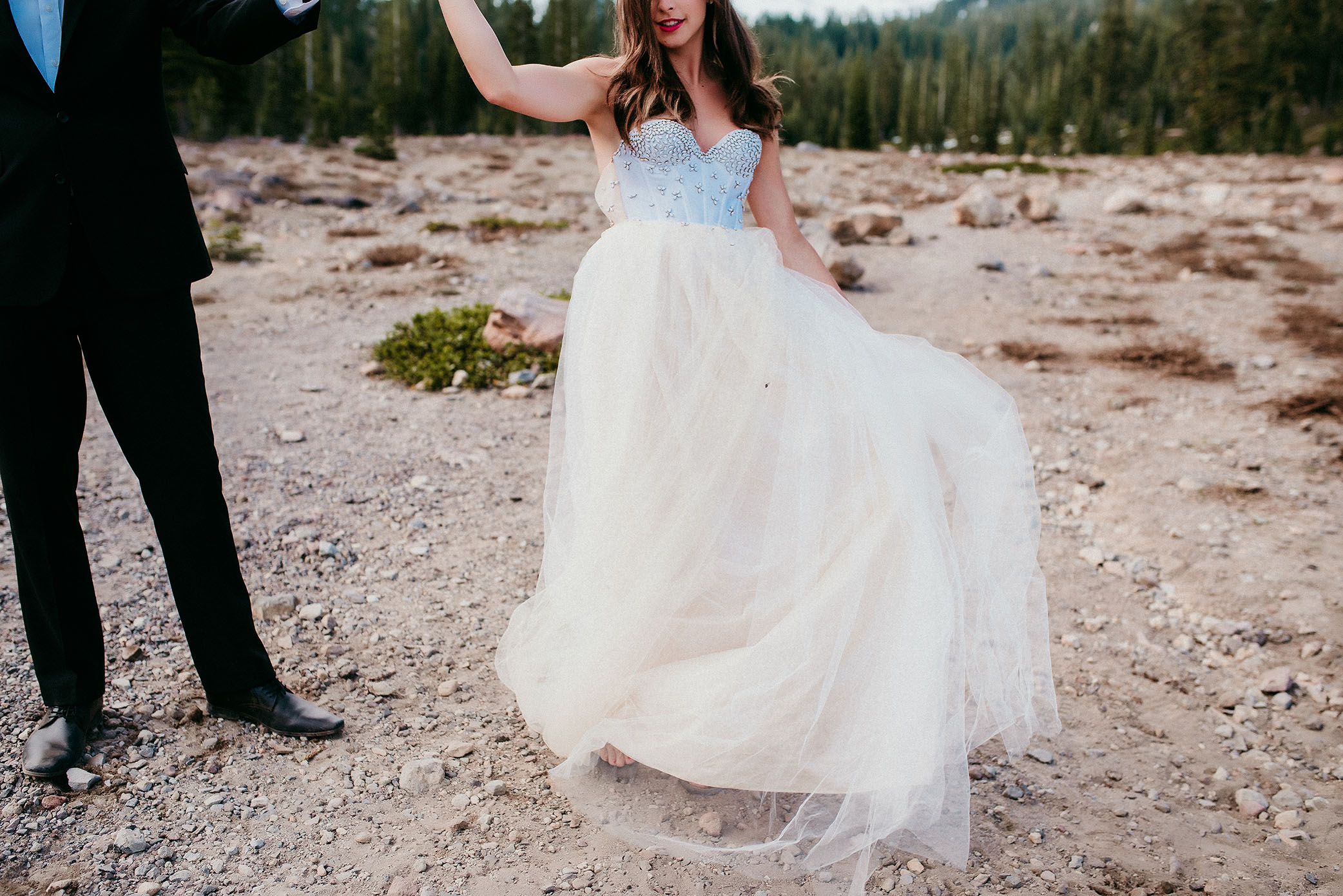 A woman dances in her wedding dress | Sacramento Bridal Photography